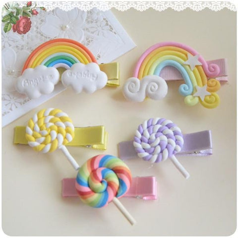 "Lollipops and Rainbows" Hair Clips - Si and me