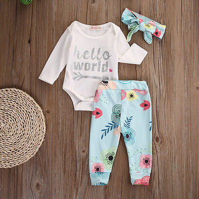 "Hello World" Floral - 3 piece set - Si and me