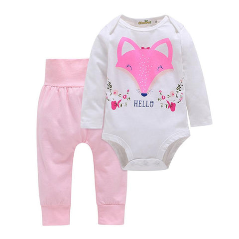 "Hello Pink Fox Romper Set" - Si and me