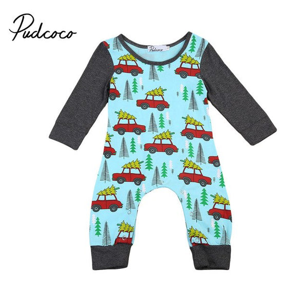 0-24M baby cute cars print romper Newborn Baby Boys Girls Xmas Long Sleeve Romper cotton Jumpsuit Autumn Clothes baby clothing - Si and me
