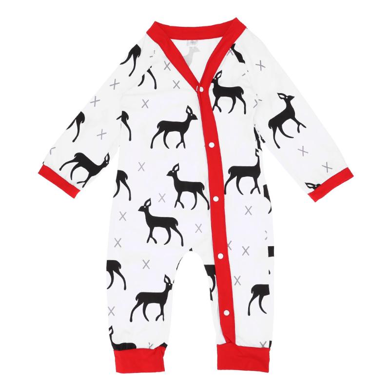 Christmas Baby Romper Fall Winter Newborn One Piece Deer Printed Long Sleeve Jumpsuit Crawling Romper Leisure Infant Outfits - Si and me