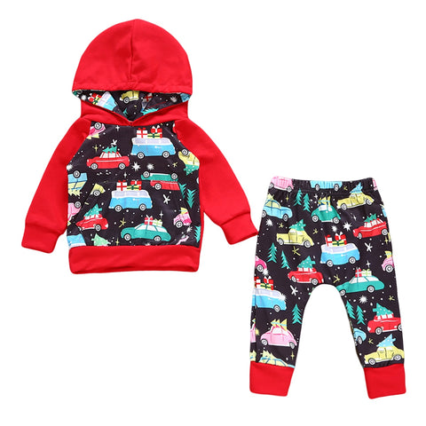 Christmas Newborn Baby Boy Girl Romper Hoodie+Pants Warm Clothes Outfits 2PCS Clothing Set for Xmas - Si and me